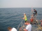 After lunch we stopped in the open sea and got fishing rods. The local guy demonstrated how to catch fish and we started.