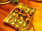 One day we were eating these snails for the dinner. This is a usual meal in tis part of Europe. Snails were big, "fat", with garlic sauce cooked in oven. That was unusual but tasteful.