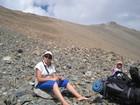 The view of Ala-Kul pass from the lake side. The altutude of the pass is 3800m and it's categorized as 1A.