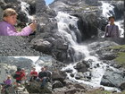 The wonderful waterfall of Ala-Kul Lake. the ideal place for photo sessions.